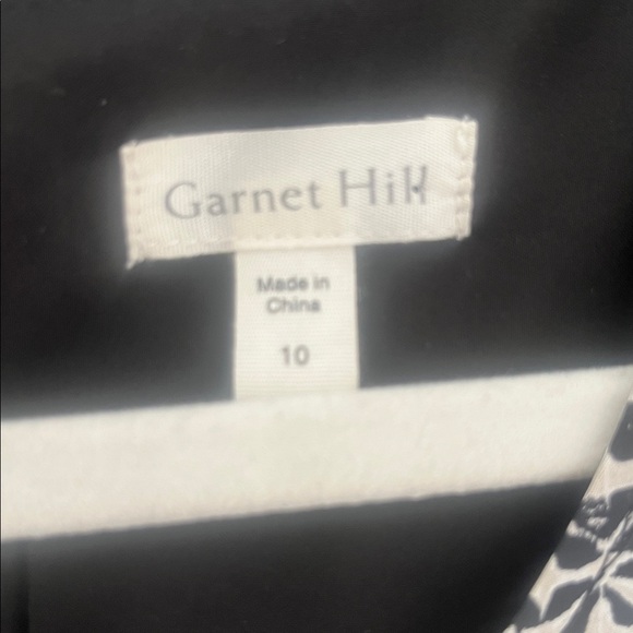 Garnet Hill 100% Silk Bell Flare Sleeve Shift Beige Black Midi Dress size 10 - Picture 7 of 9